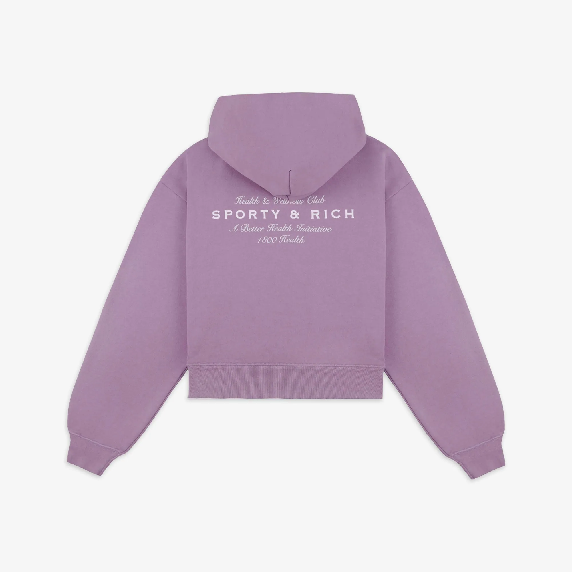 SPORTY & RICH | HEALTH INITIATIVE CROPPED HOODIE { SOFT LAVENDER/WHITE
