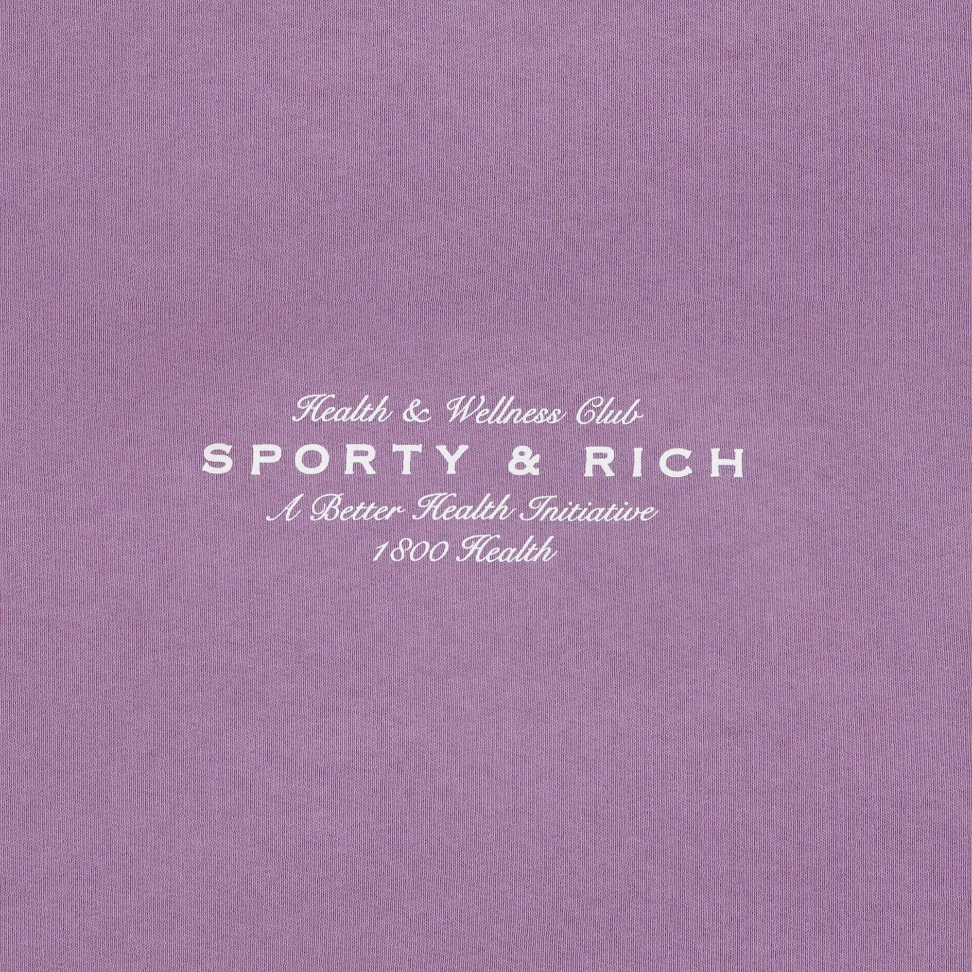 SPORTY & RICH | HEALTH INITIATIVE CROPPED HOODIE { SOFT LAVENDER/WHITE