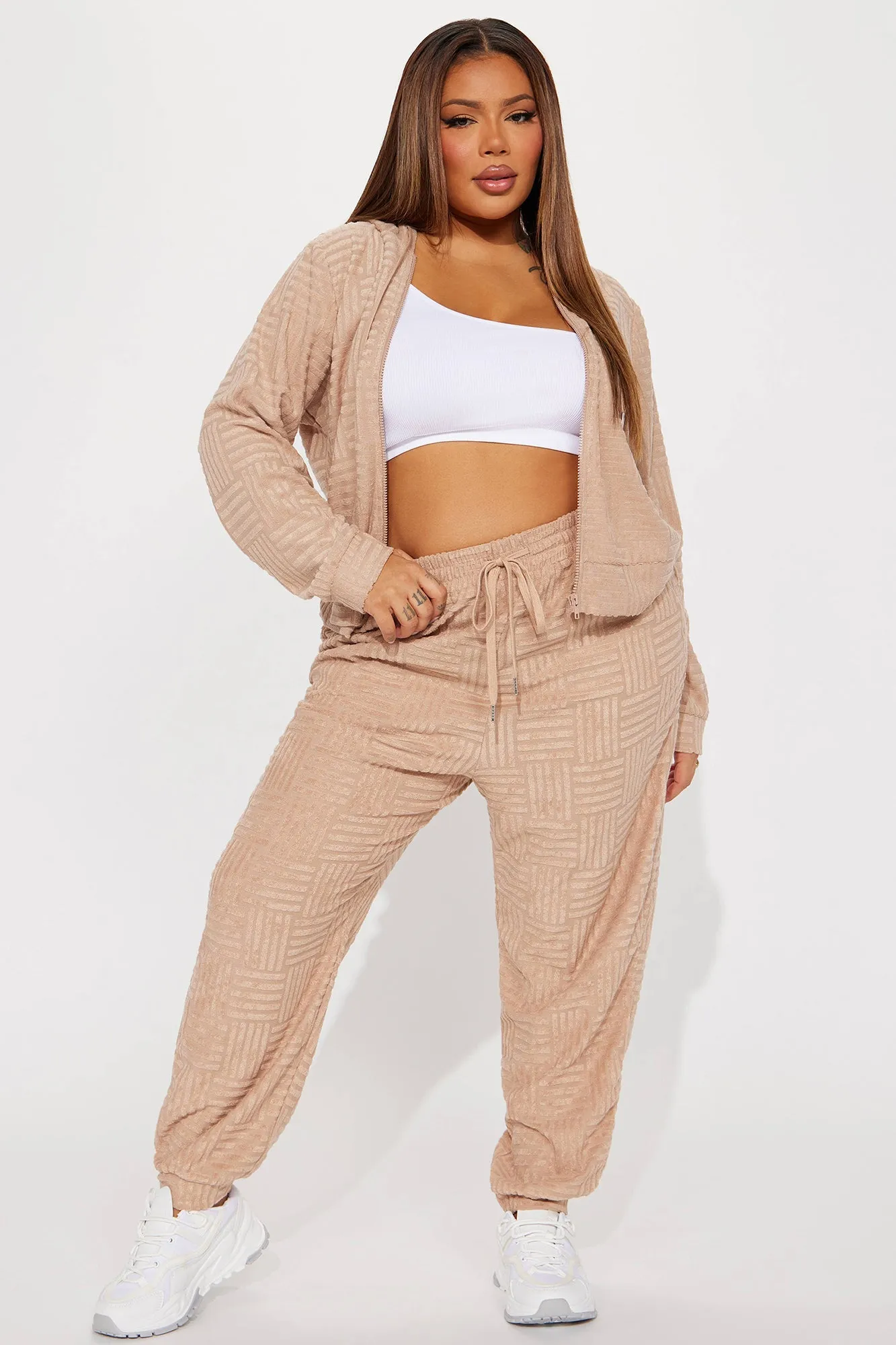 Stay Focused French Terry Jogger Set - Taupe