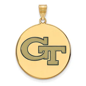 Sterling Silver Gold-plated Georgia Institute of Technology G-T Extra Large Enameled Disc Pendant