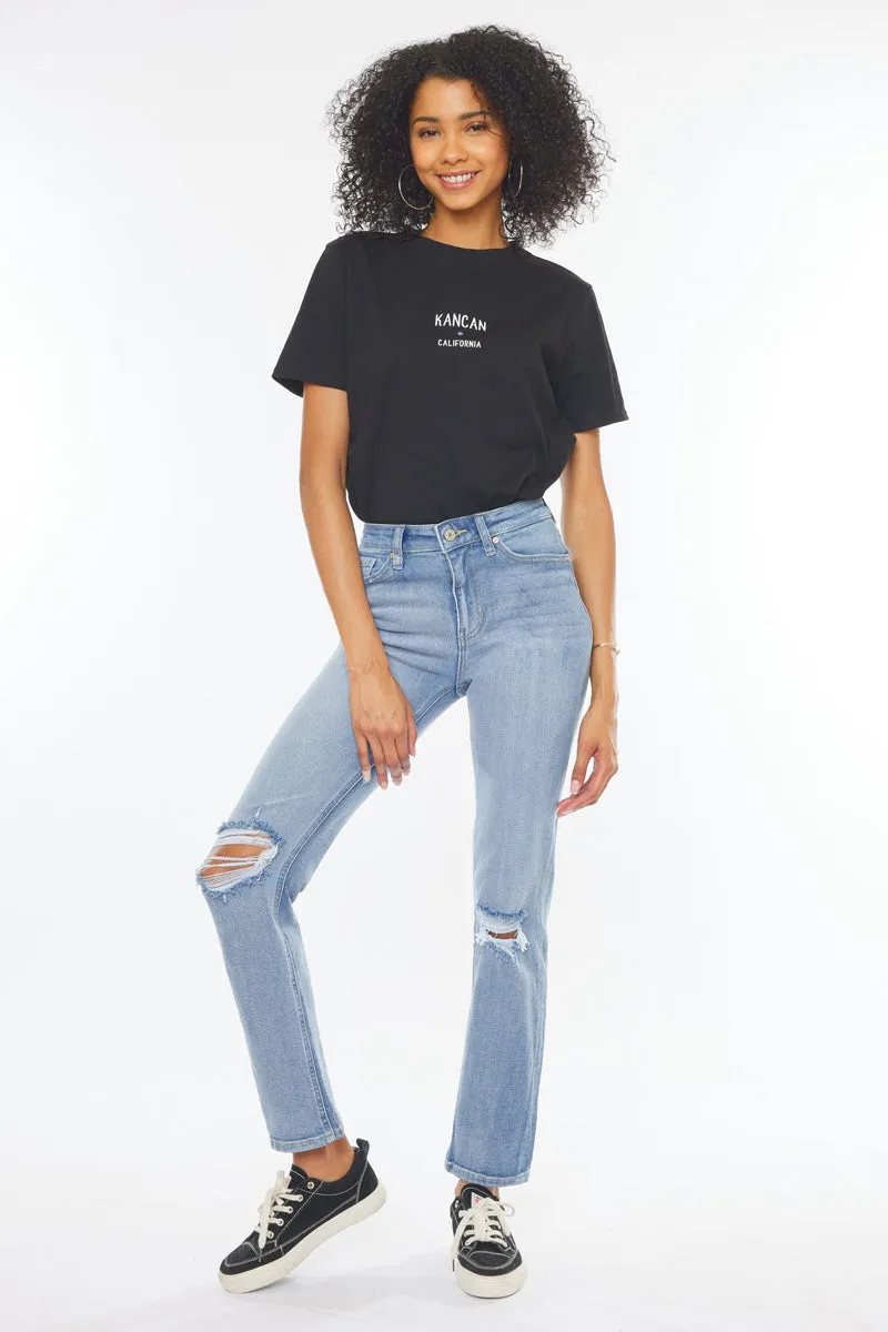 Sultana High Rise Slim Straight Leg Jeans