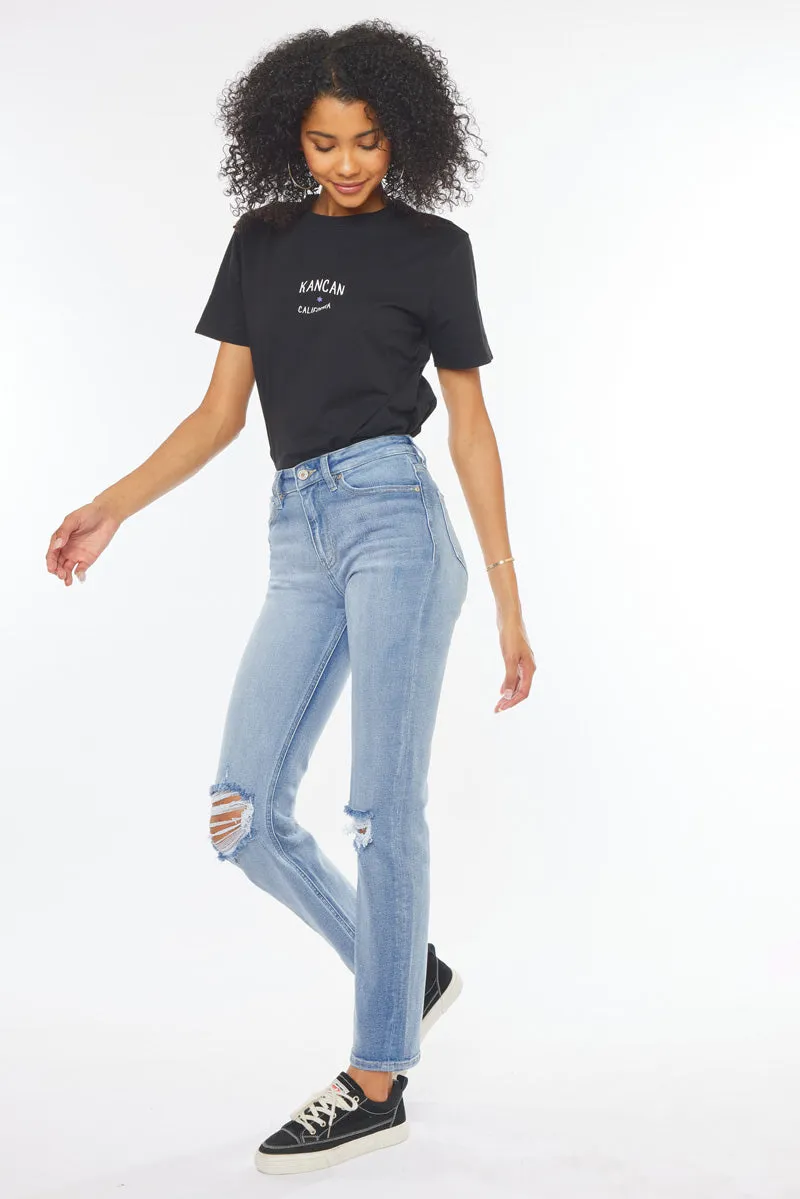 Sultana High Rise Slim Straight Leg Jeans