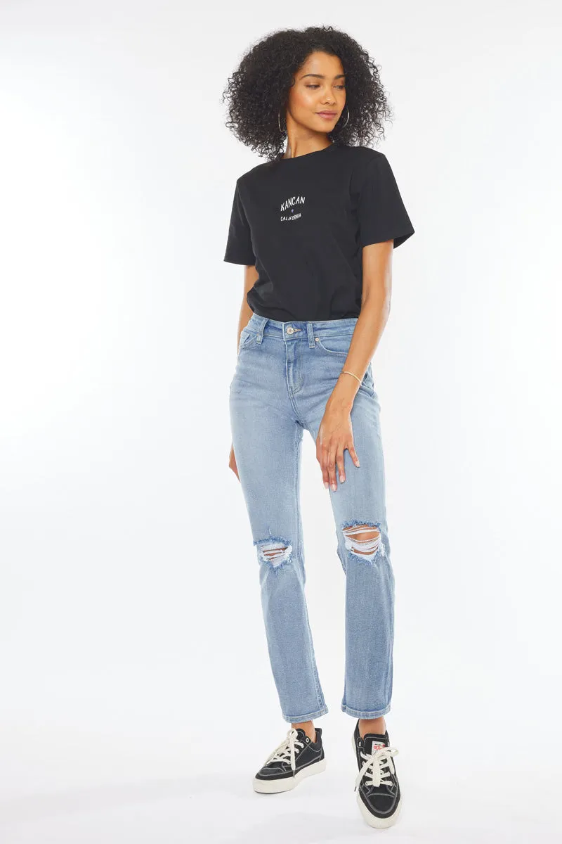 Sultana High Rise Slim Straight Leg Jeans