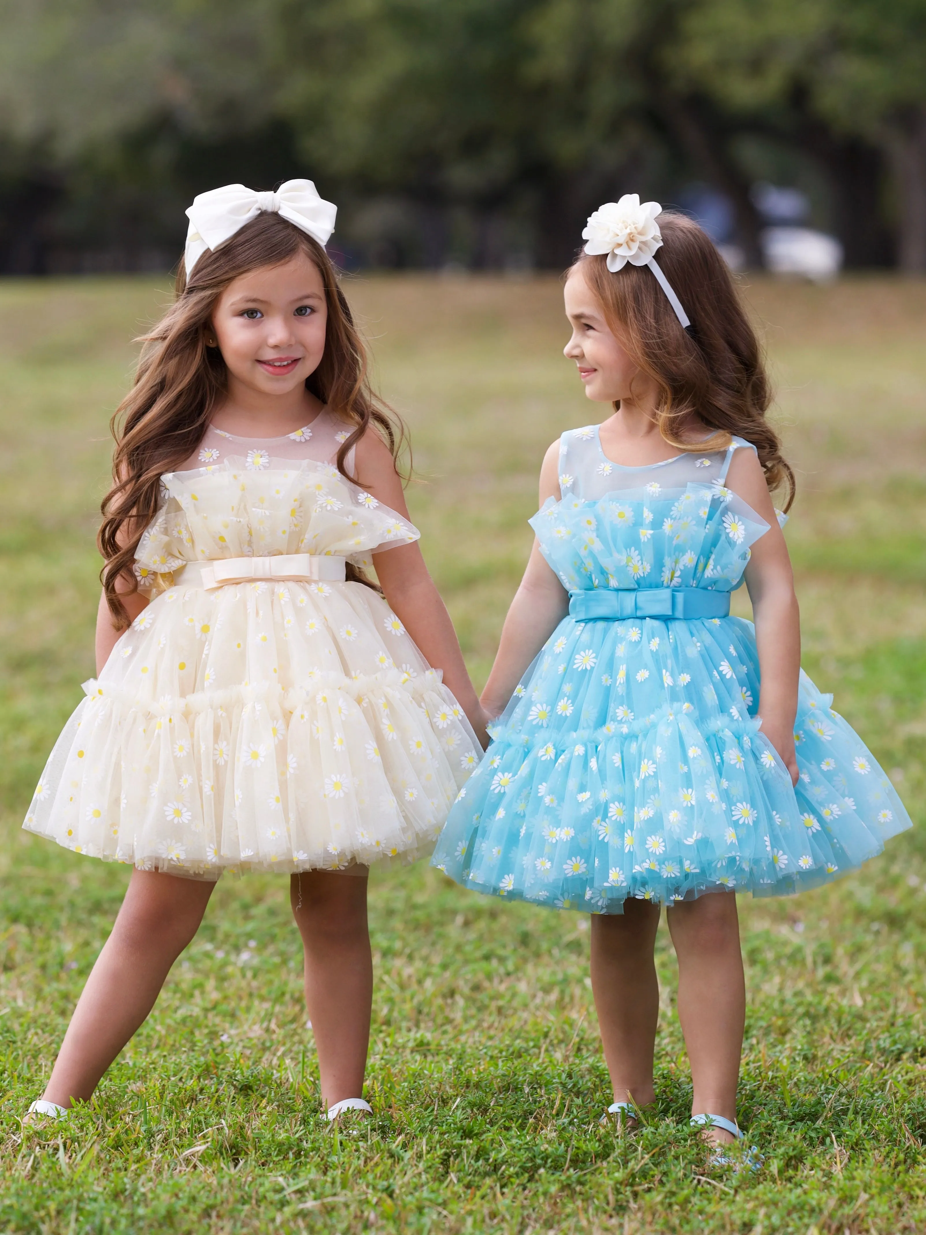 Sunshine Daisy Embroidered Floral Tutu Dress