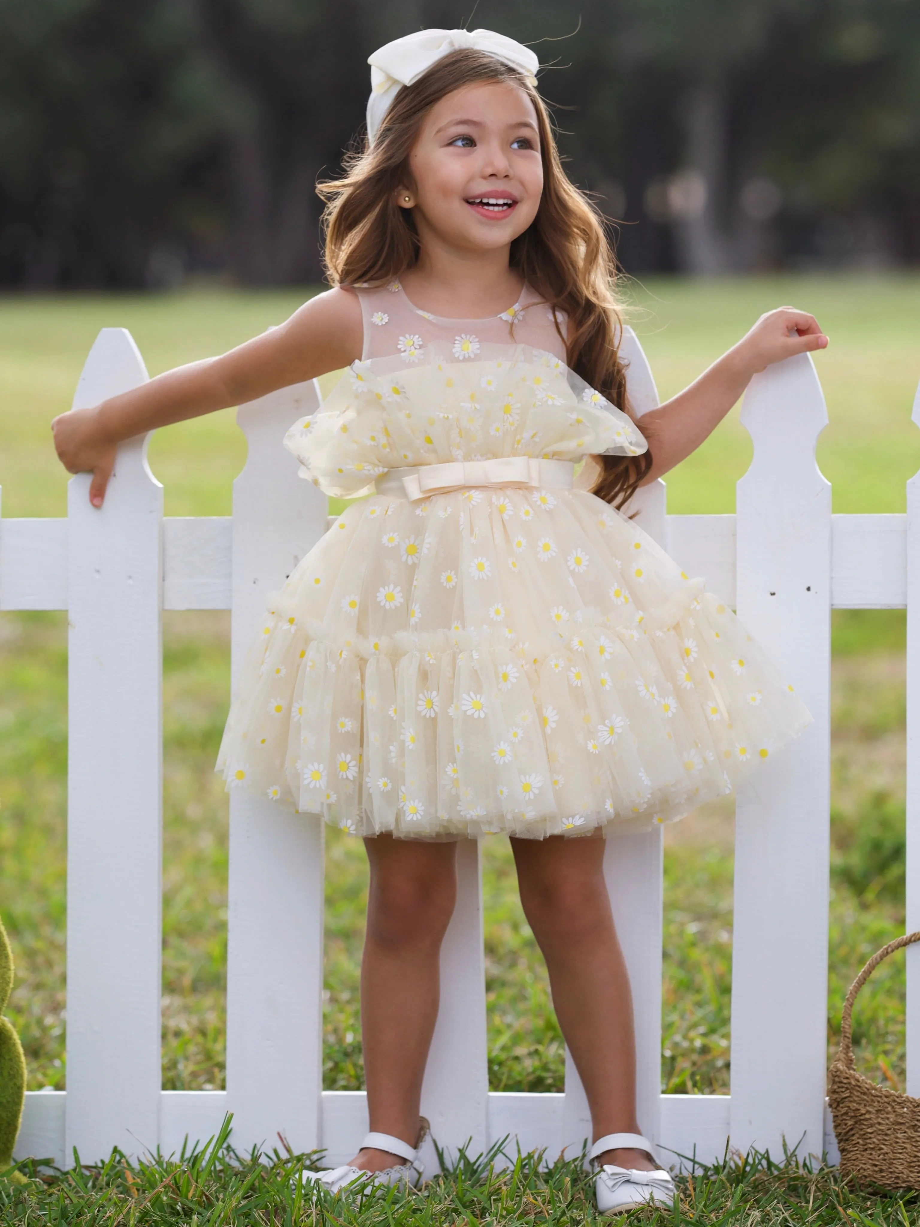 Sunshine Daisy Embroidered Floral Tutu Dress