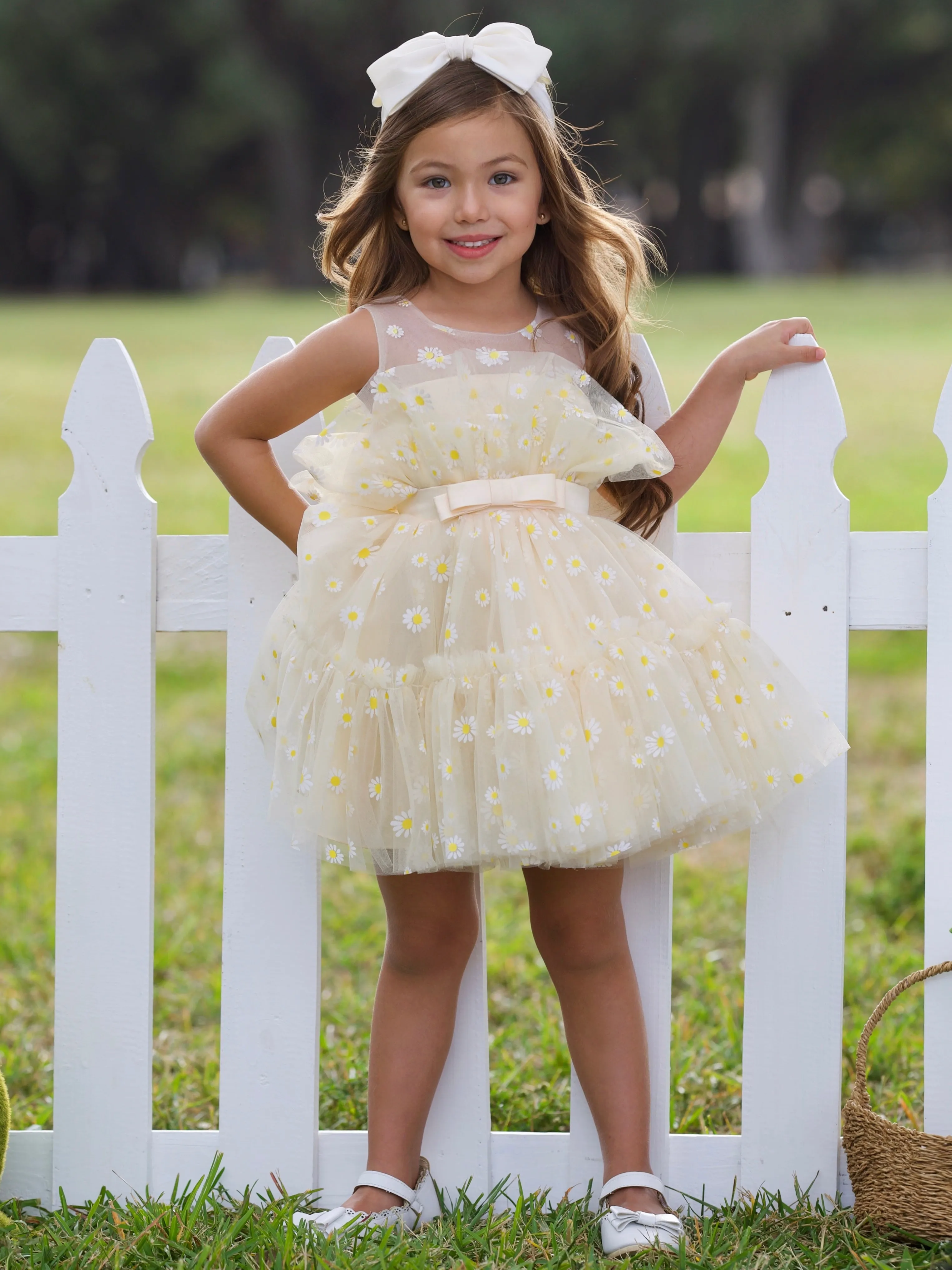 Sunshine Daisy Embroidered Floral Tutu Dress
