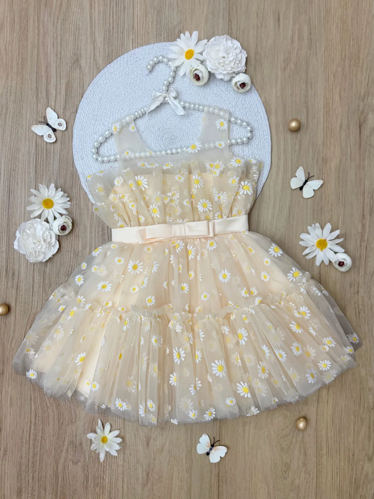 Sunshine Daisy Embroidered Floral Tutu Dress