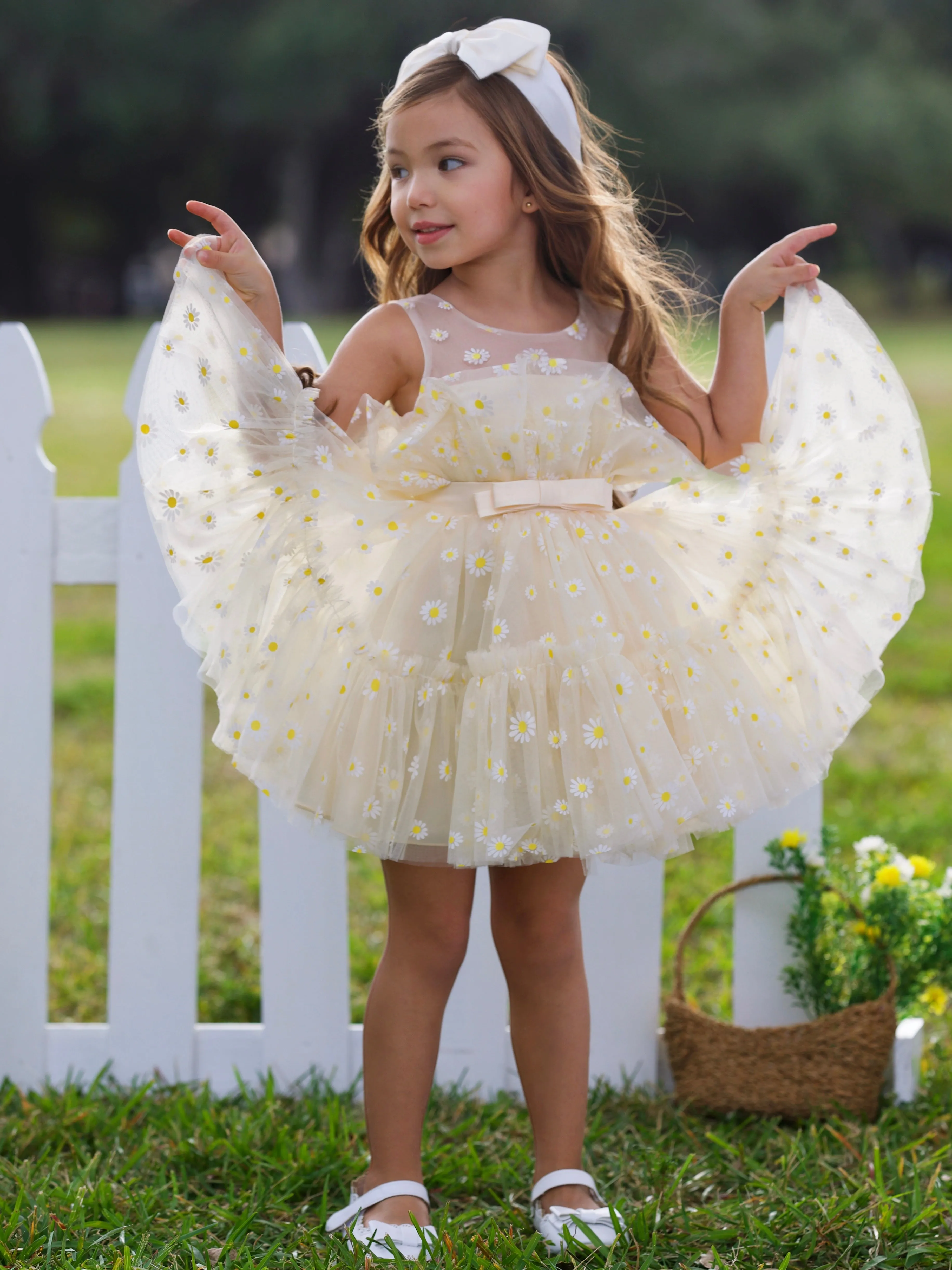 Sunshine Daisy Embroidered Floral Tutu Dress