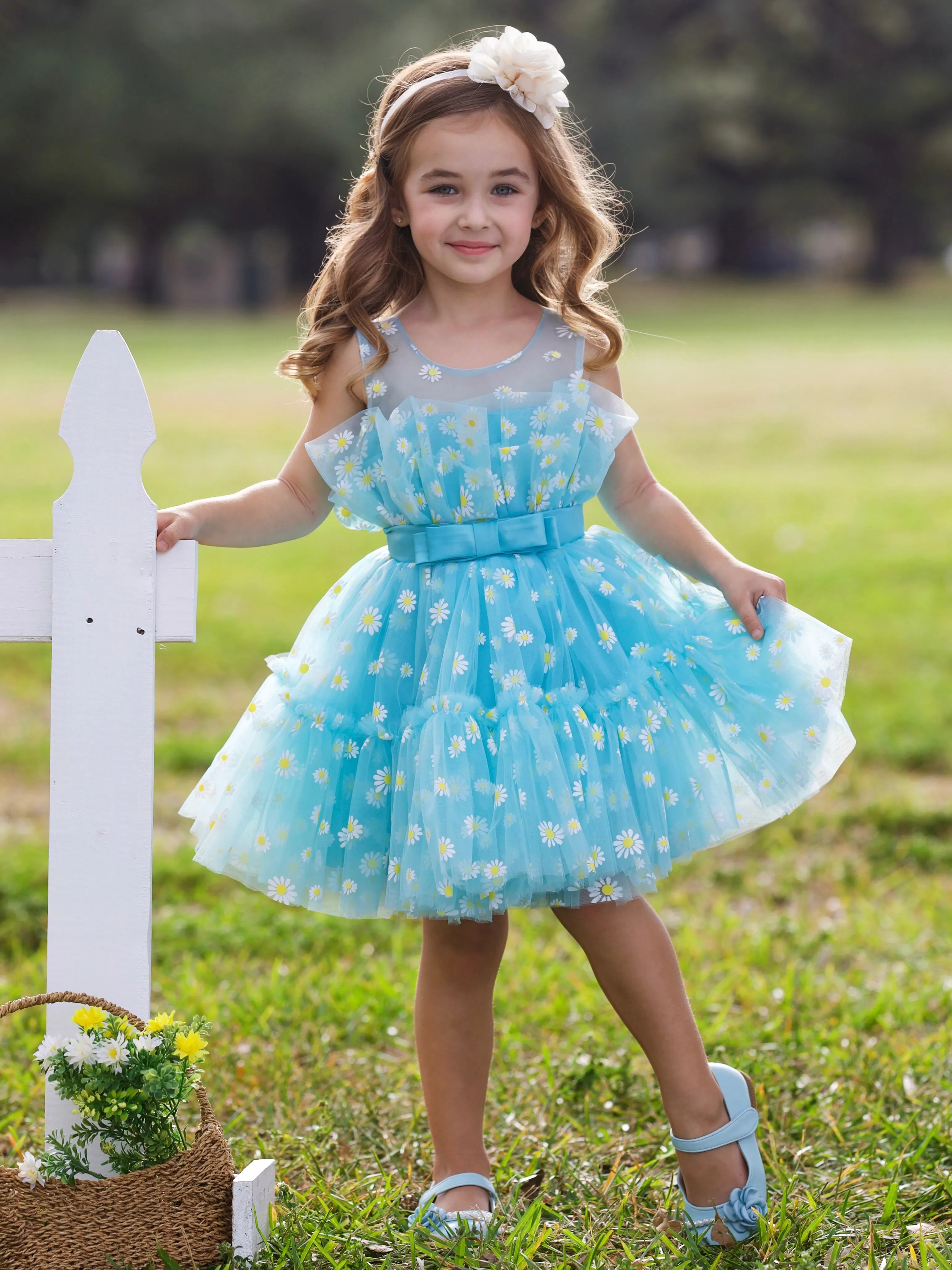 Sunshine Daisy Embroidered Floral Tutu Dress