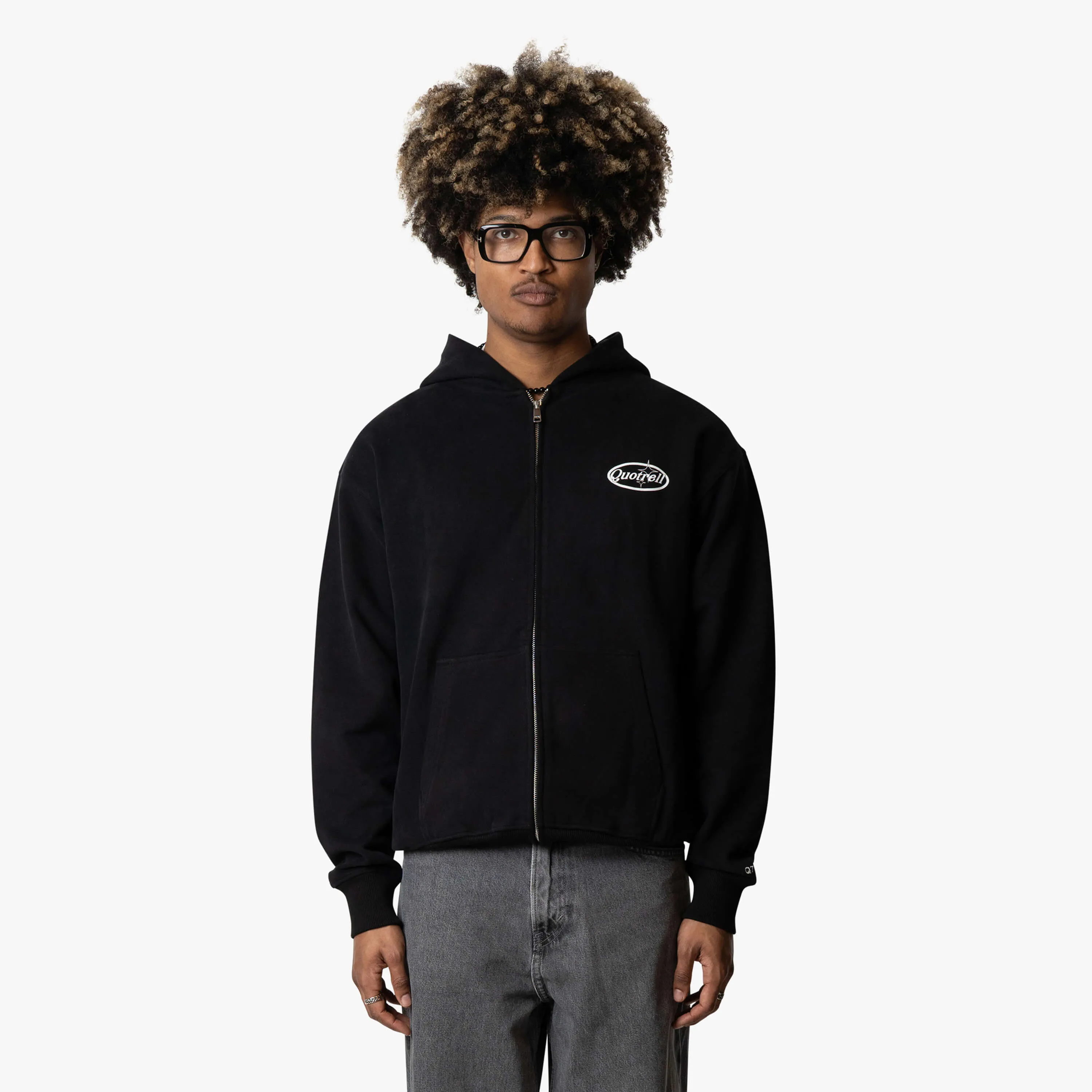 SYDNEY ZIP HOODIE | BLACK/WHITE