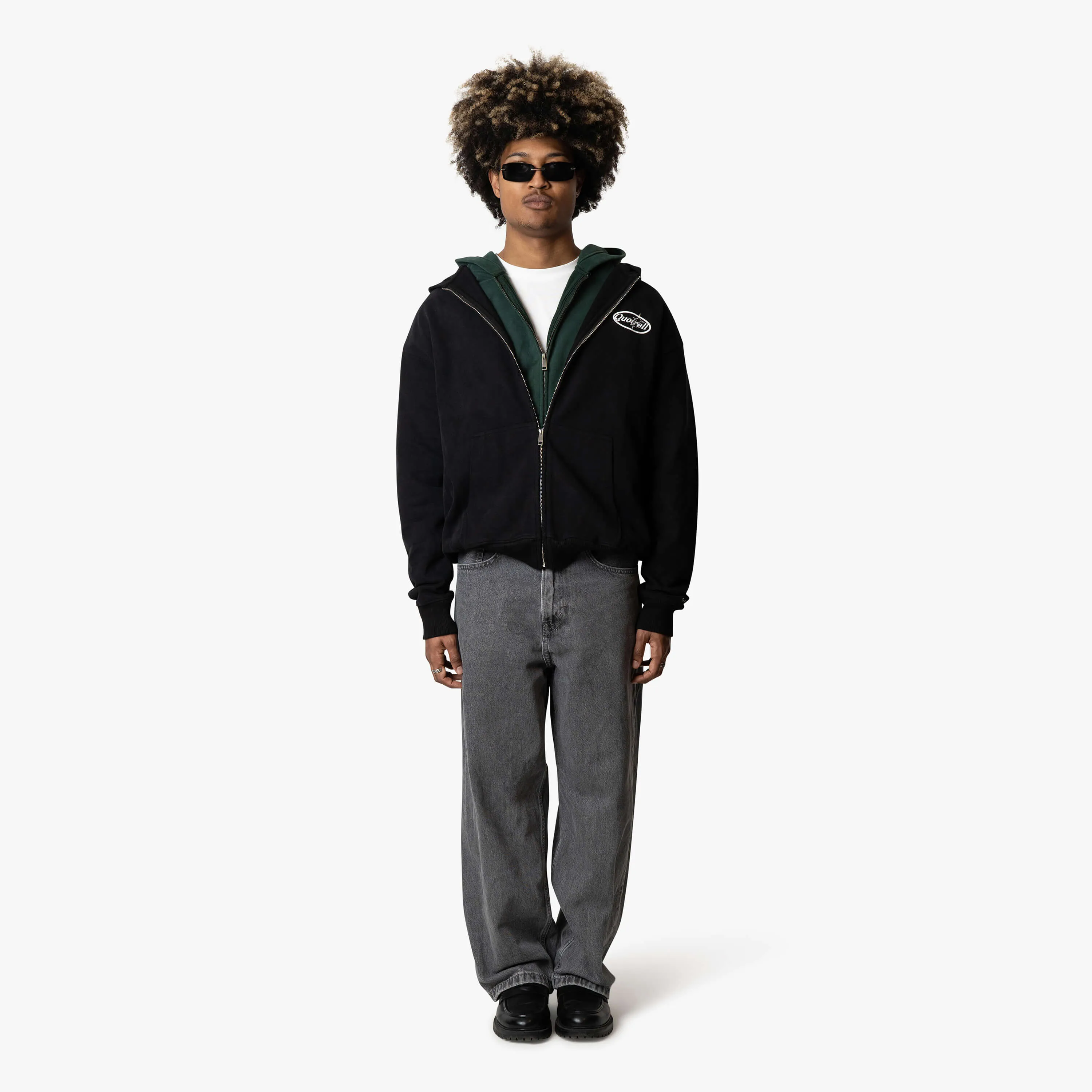 SYDNEY ZIP HOODIE | BLACK/WHITE