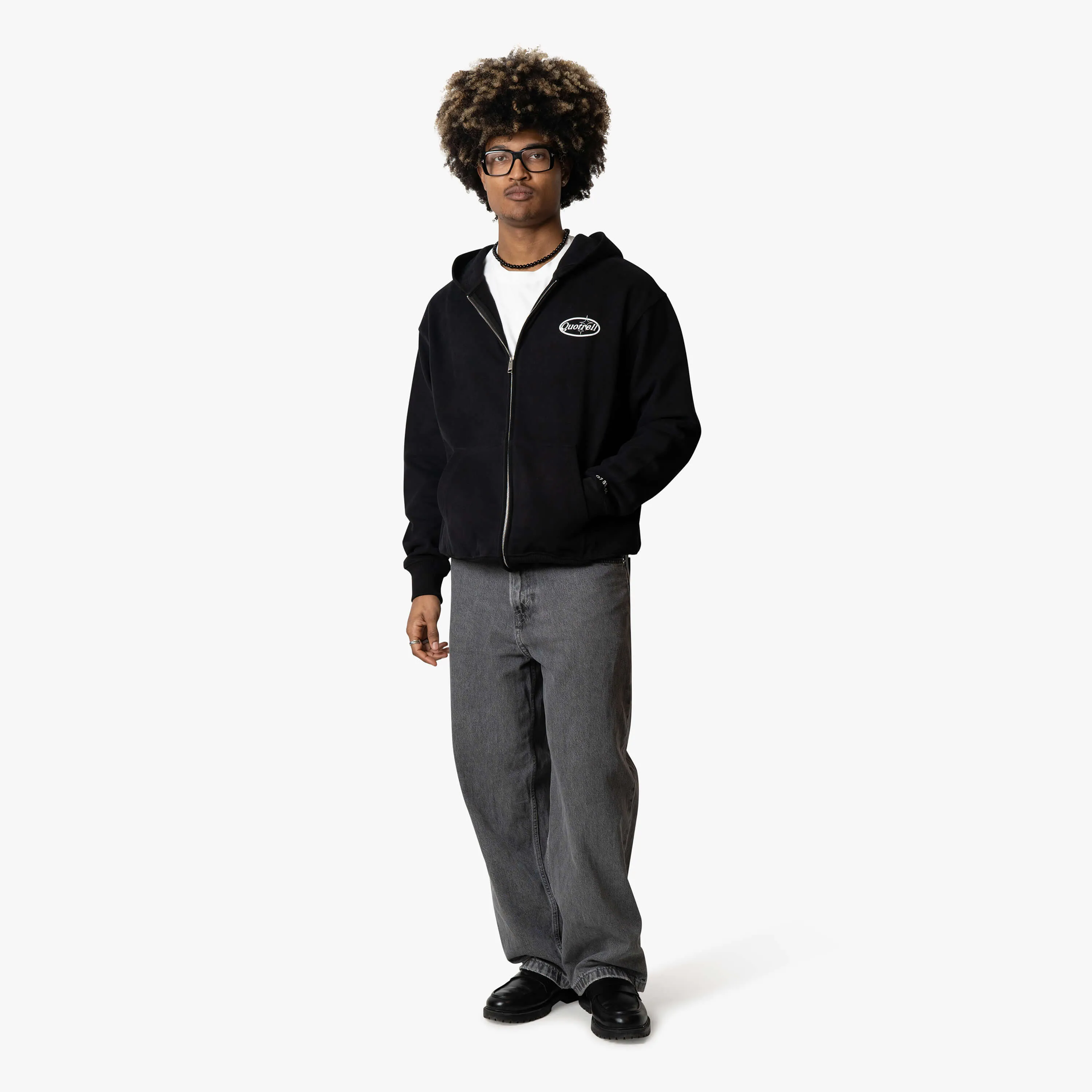 SYDNEY ZIP HOODIE | BLACK/WHITE