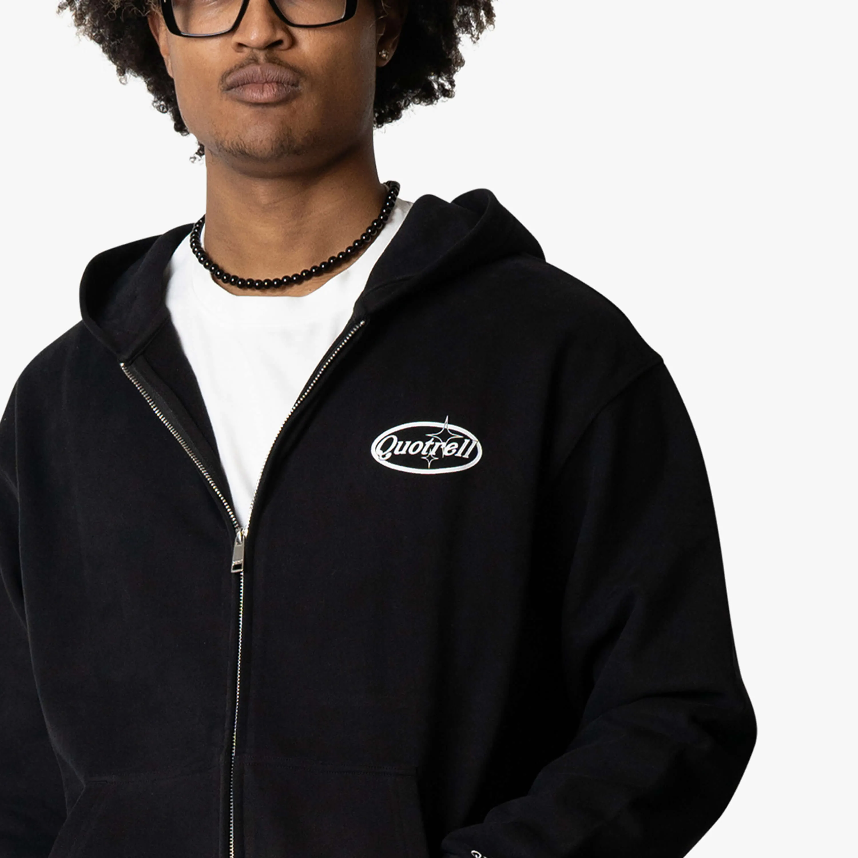 SYDNEY ZIP HOODIE | BLACK/WHITE
