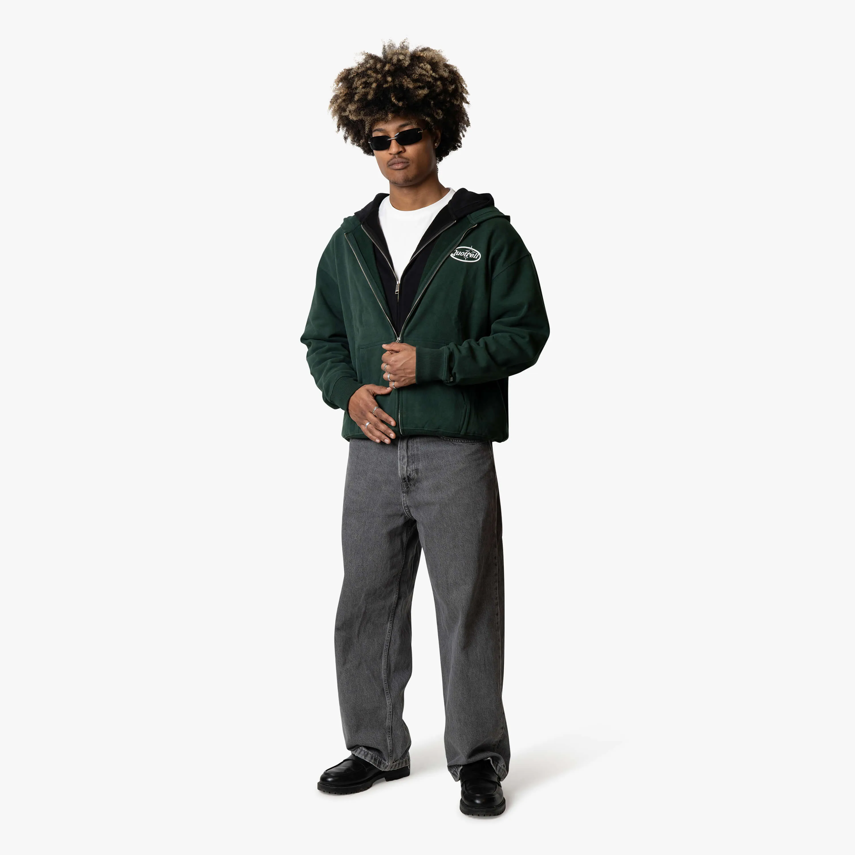 SYDNEY ZIP HOODIE | PETROL/WHITE
