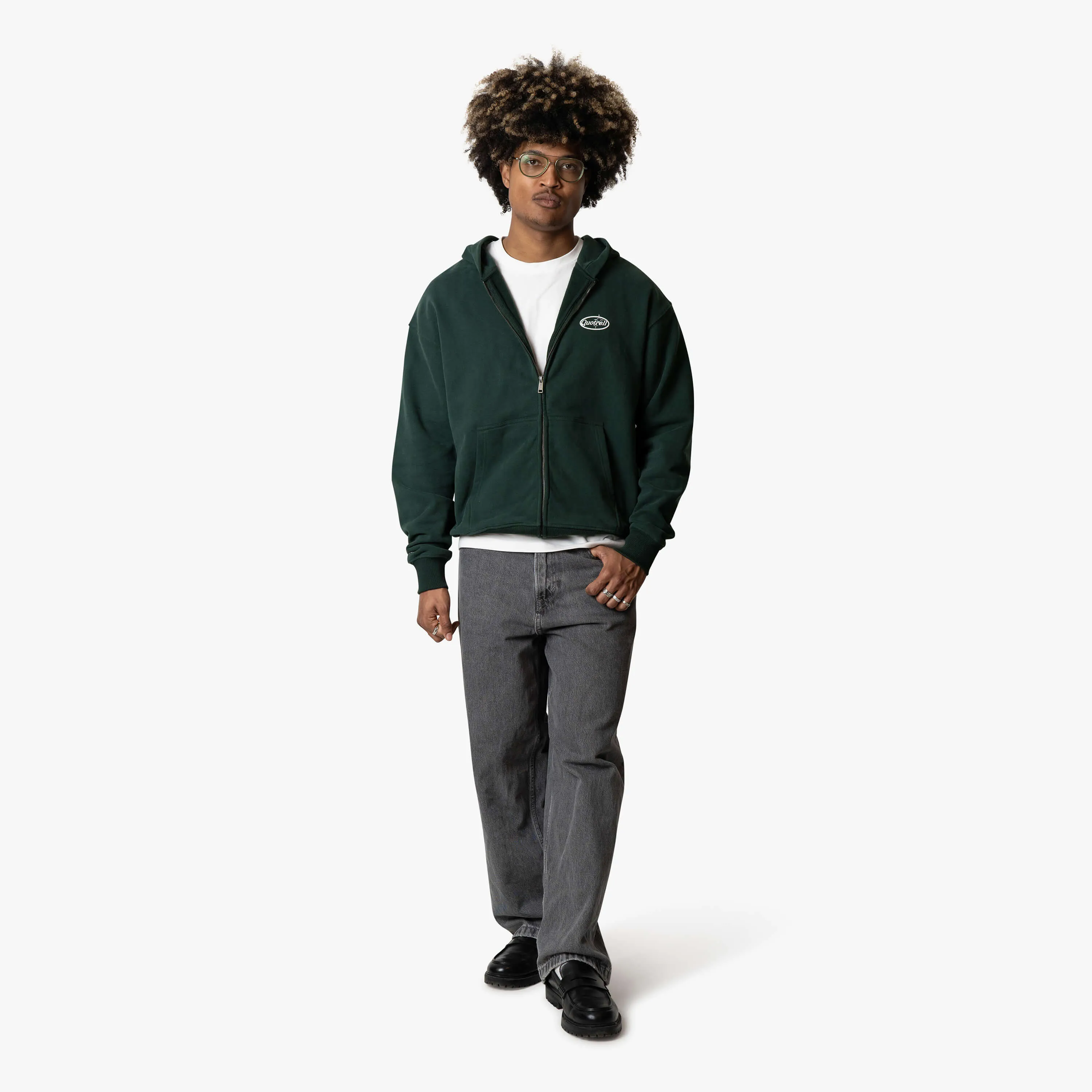 SYDNEY ZIP HOODIE | PETROL/WHITE