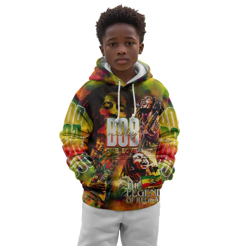 The Legend of Reggae One Love Kid Hoodie Bob Colorful Art DT02