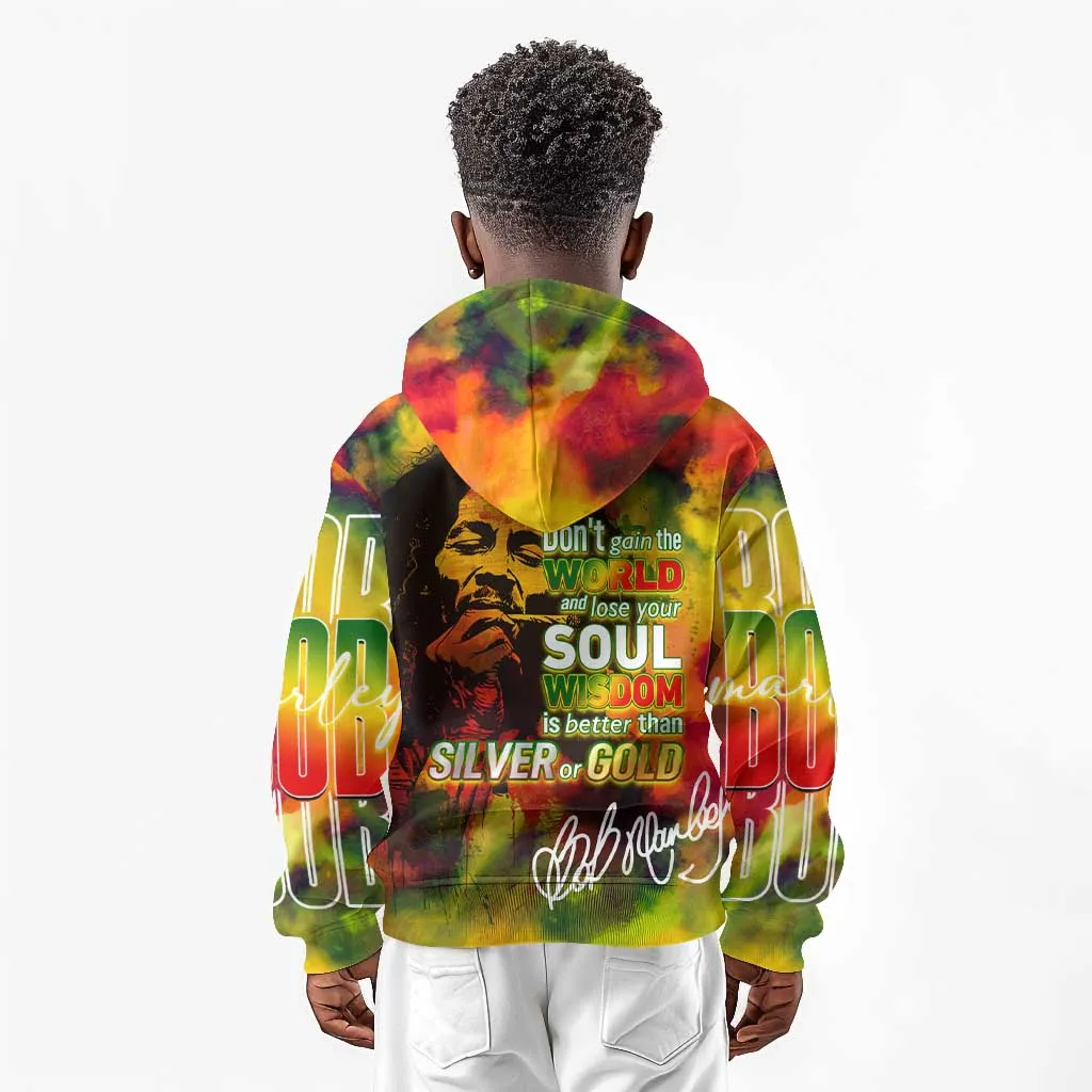 The Legend of Reggae One Love Kid Hoodie Bob Colorful Art DT02