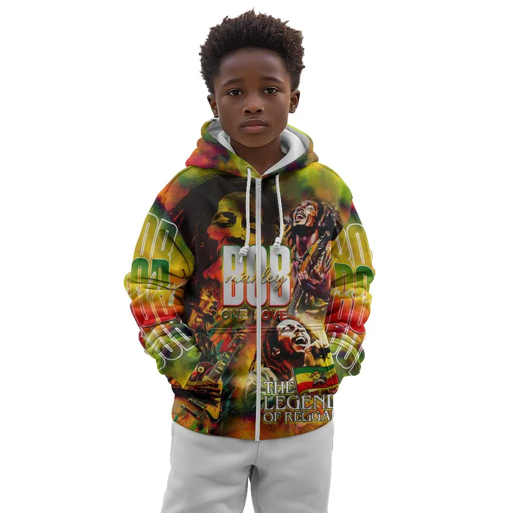 The Legend of Reggae One Love Kid Hoodie Bob Colorful Art DT02