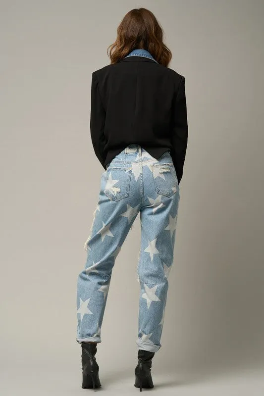 The Passenger Star Print Ripped Jeans