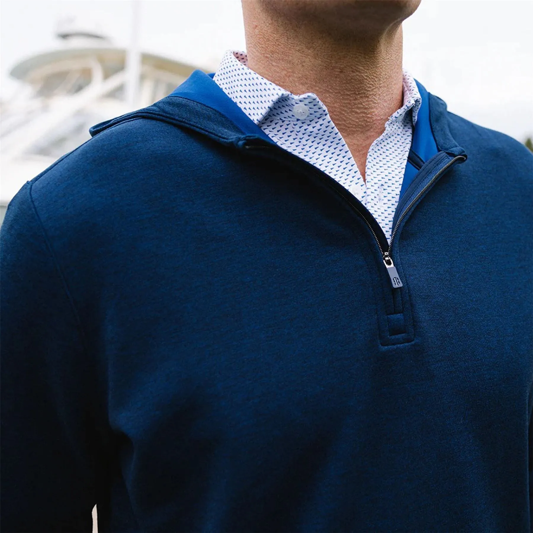 The Tilley Hooded Pullover Heathered Navy