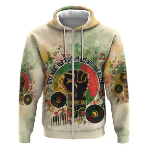 They Want Our Rhythm Not Our Blues Zip Hoodie Afro Pride Music DT03