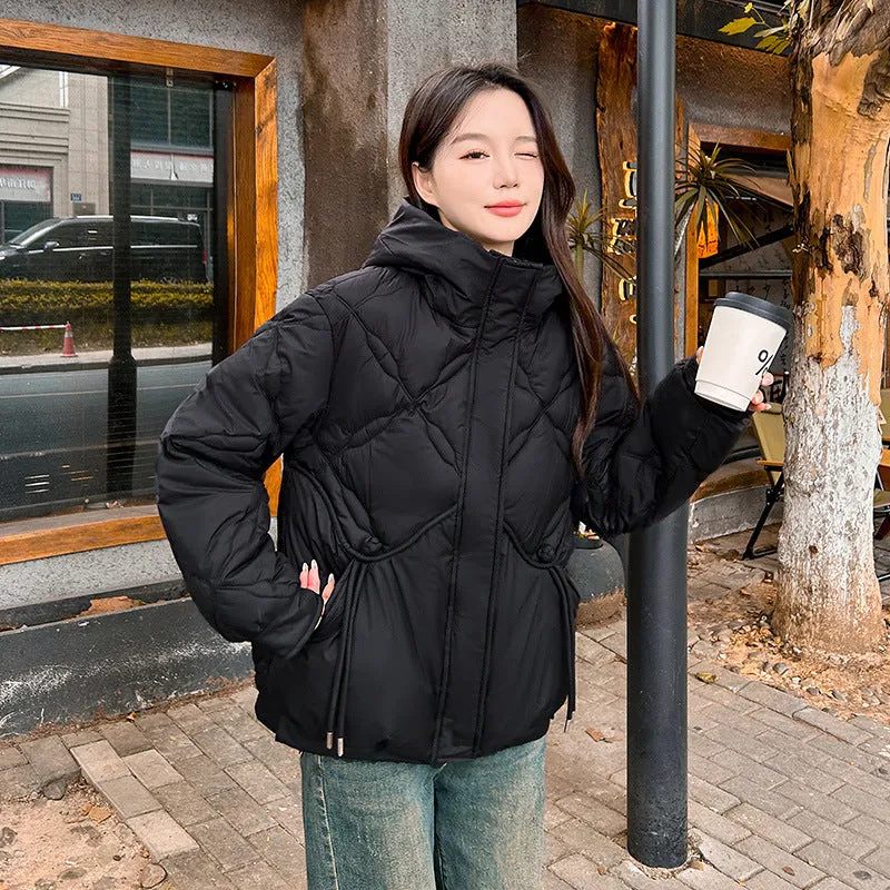 Thickened Cropped Quilted Puffer Jacket for Women