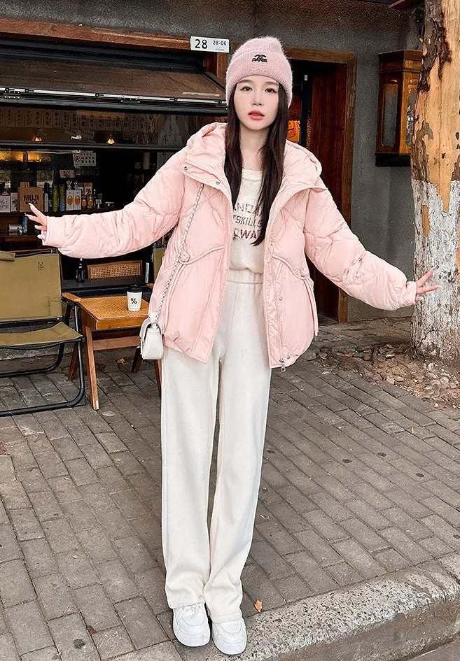 Thickened Cropped Quilted Puffer Jacket for Women
