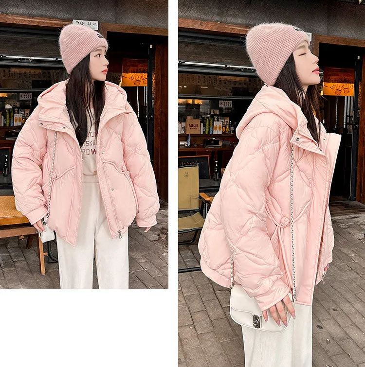 Thickened Cropped Quilted Puffer Jacket for Women