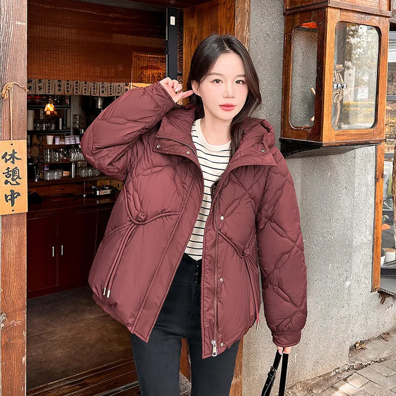 Thickened Cropped Quilted Puffer Jacket for Women