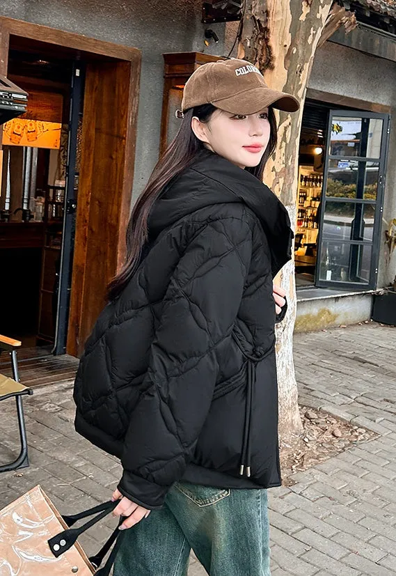 Thickened Cropped Quilted Puffer Jacket for Women