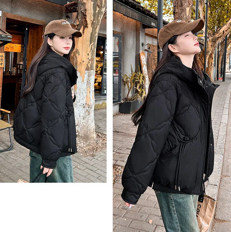 Thickened Cropped Quilted Puffer Jacket for Women