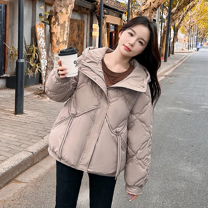 Thickened Cropped Quilted Puffer Jacket for Women