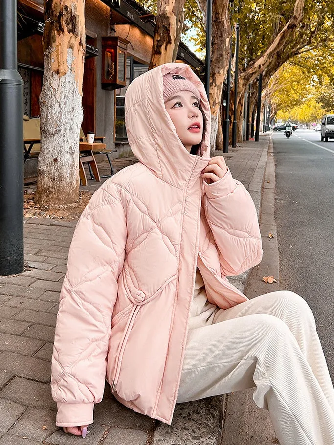 Thickened Cropped Quilted Puffer Jacket for Women