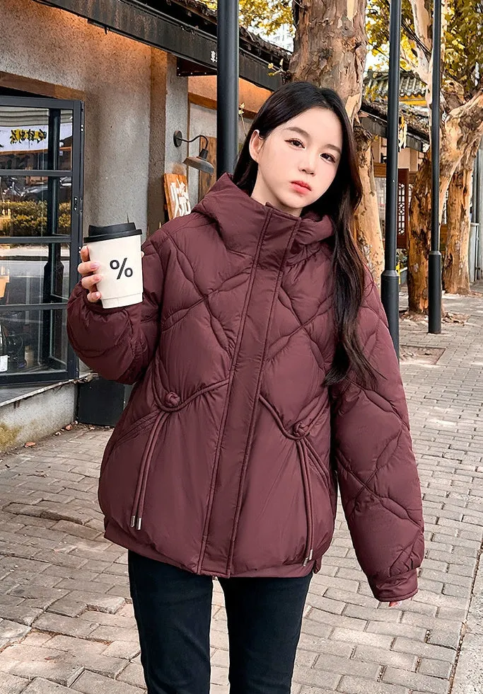 Thickened Cropped Quilted Puffer Jacket for Women