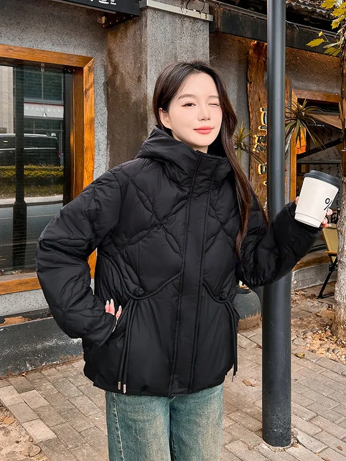Thickened Cropped Quilted Puffer Jacket for Women