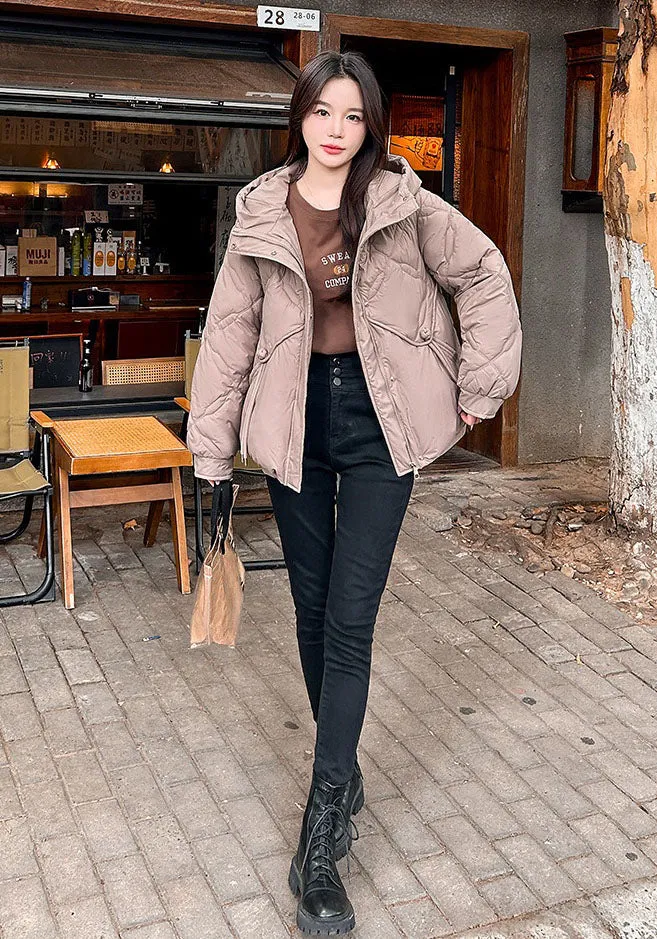 Thickened Cropped Quilted Puffer Jacket for Women
