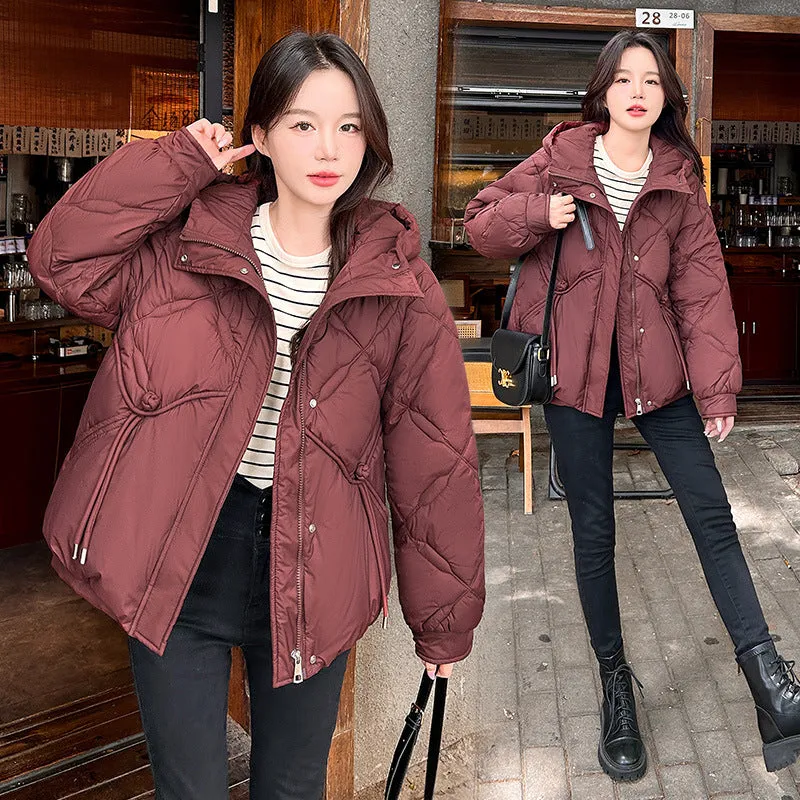 Thickened Cropped Quilted Puffer Jacket for Women