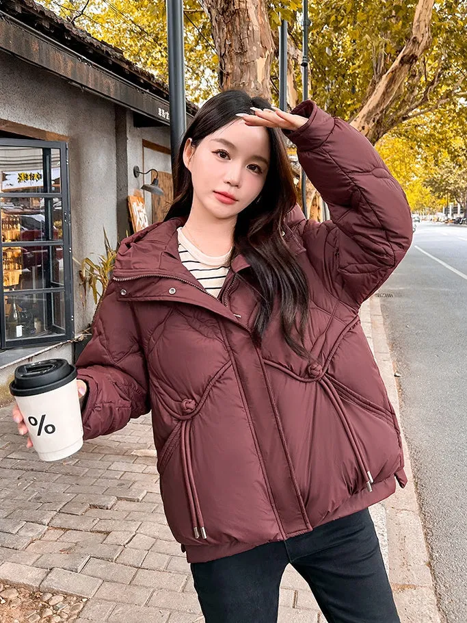 Thickened Cropped Quilted Puffer Jacket for Women