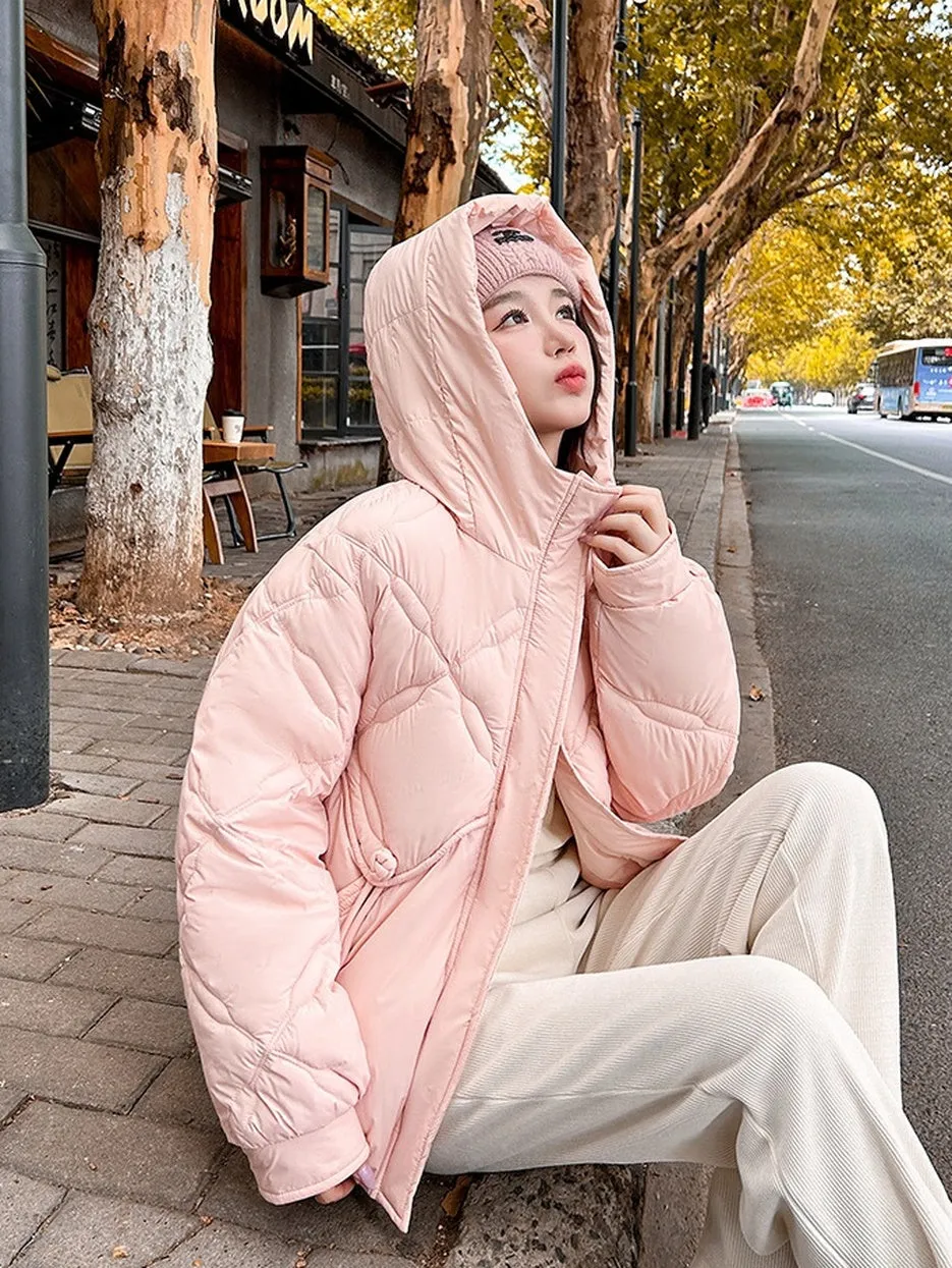 Thickened Cropped Quilted Puffer Jacket for Women