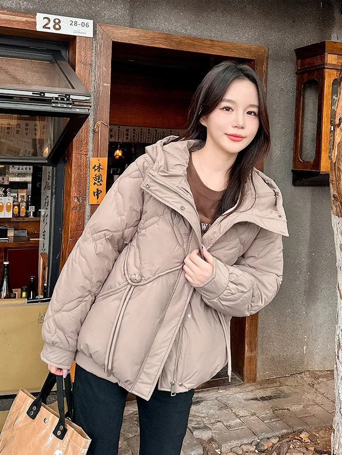 Thickened Cropped Quilted Puffer Jacket for Women