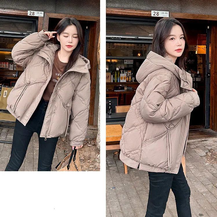 Thickened Cropped Quilted Puffer Jacket for Women