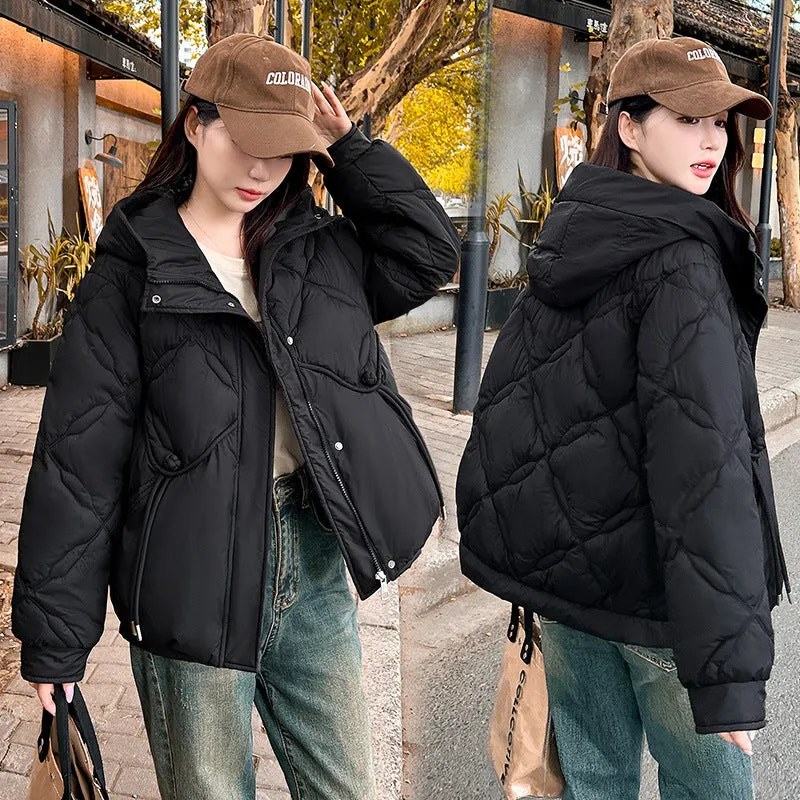 Thickened Cropped Quilted Puffer Jacket for Women