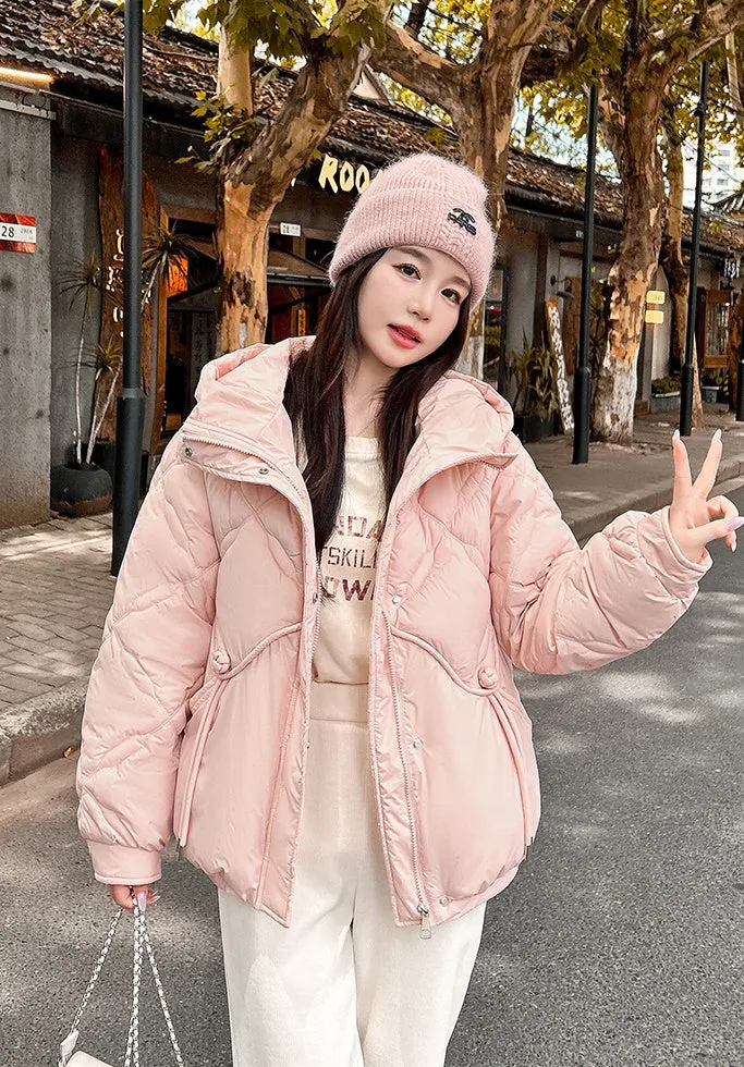 Thickened Cropped Quilted Puffer Jacket for Women