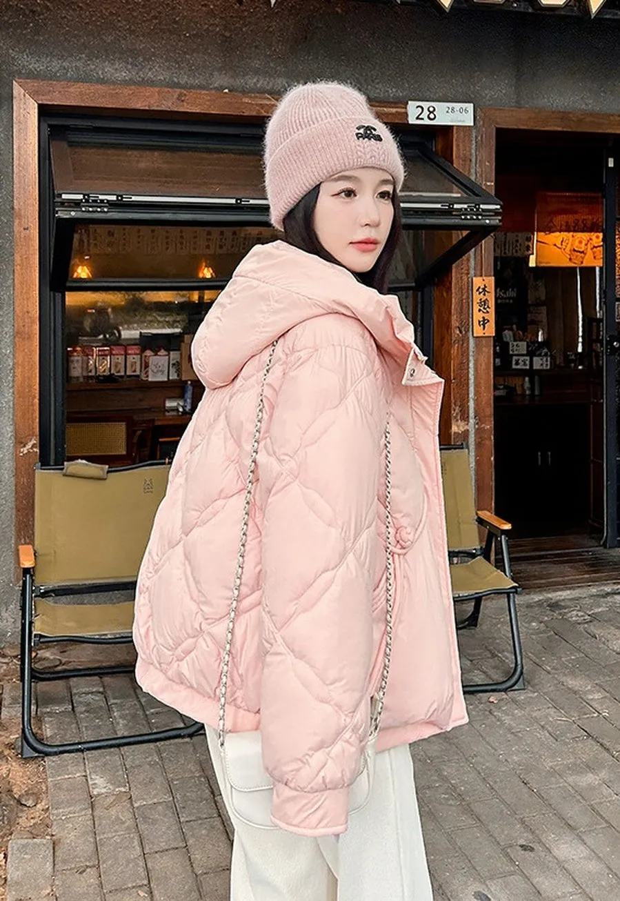 Thickened Cropped Quilted Puffer Jacket for Women