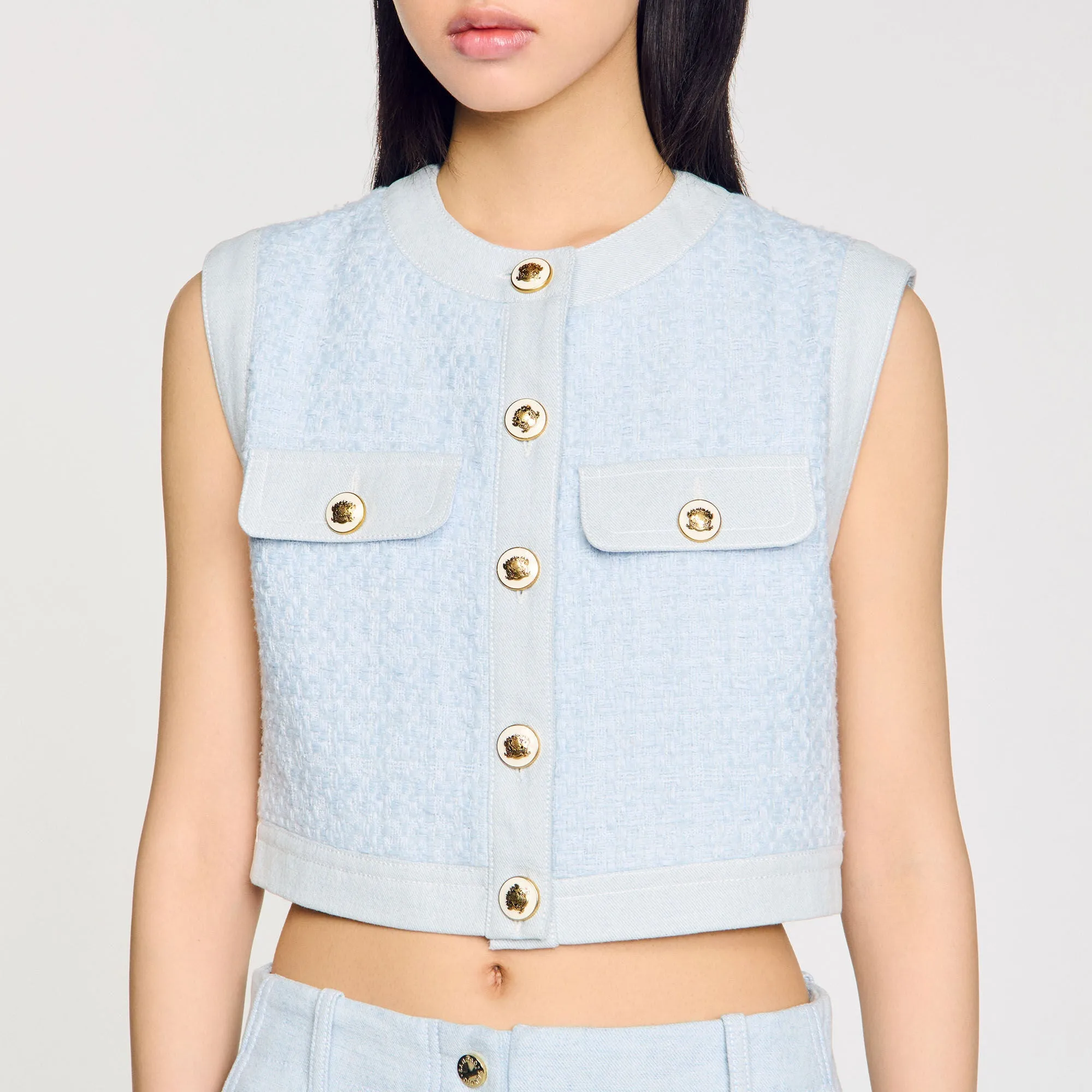 Tissia Decorative Tweed Jacket Sky Blue