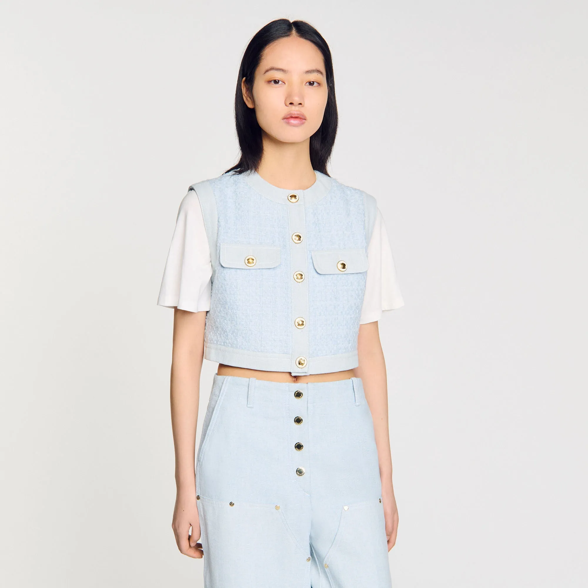 Tissia Decorative Tweed Jacket Sky Blue