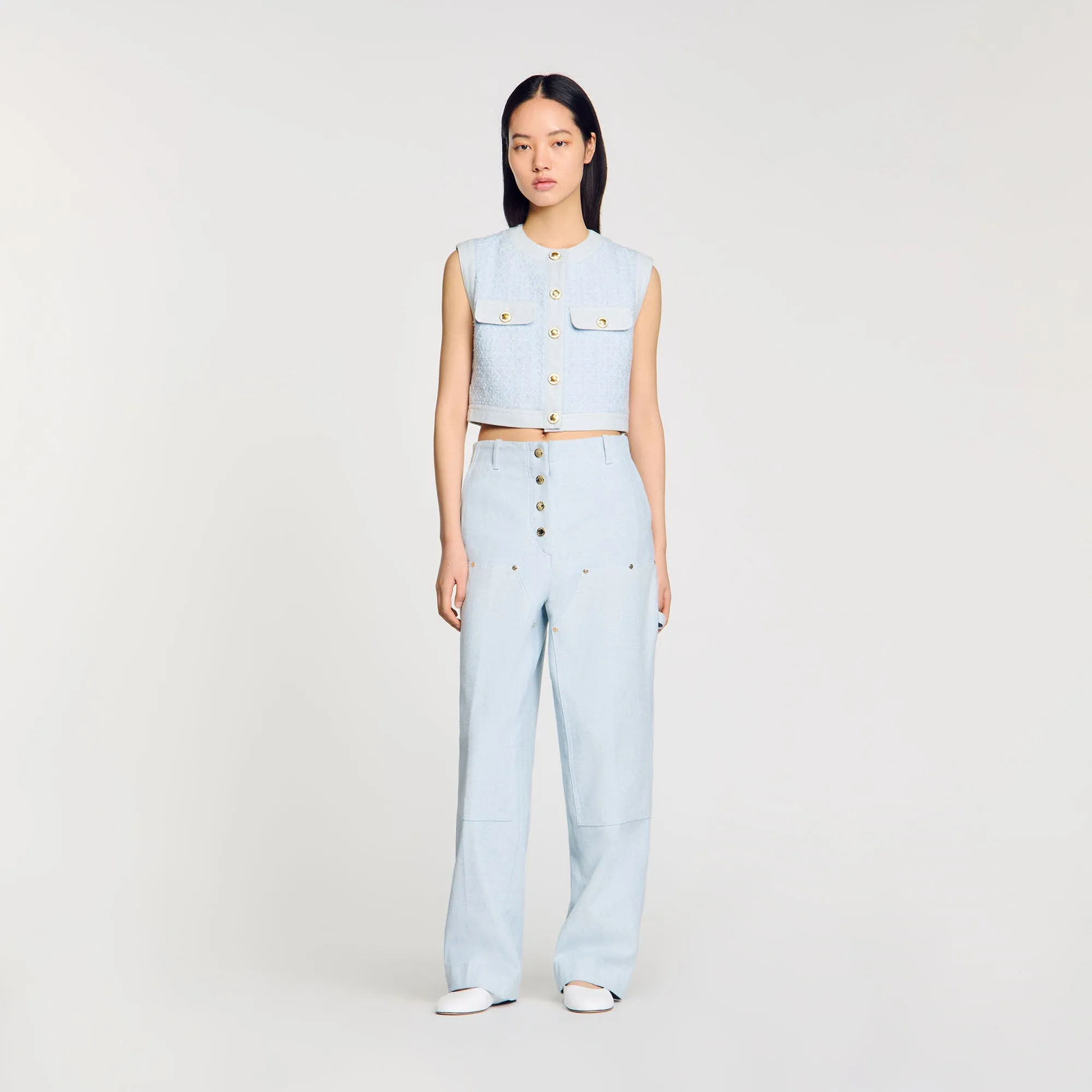 Tissia Decorative Tweed Jacket Sky Blue