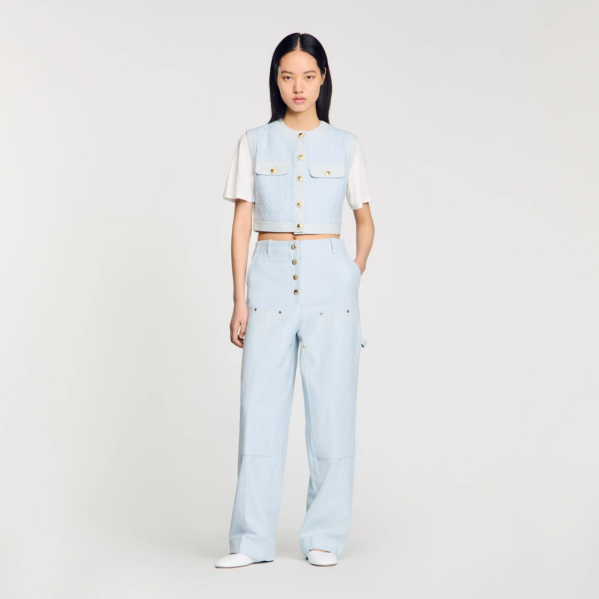 Tissia Decorative Tweed Jacket Sky Blue