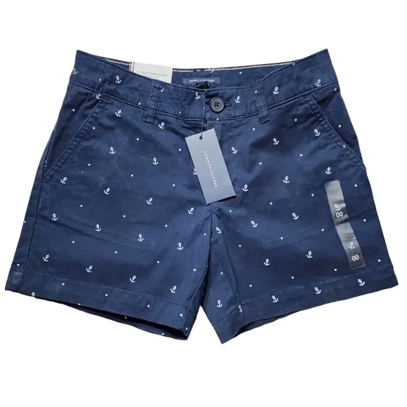 Tommy Hilfiger Navy Blue Anchor Shorts NWT Sz 00