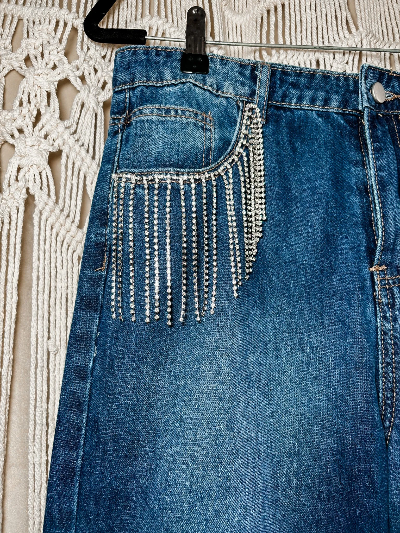 Tori Mid Rise Rhinestone Flare Jeans